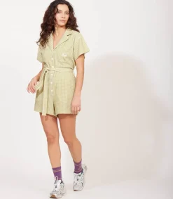 Discount Combishort Ibiza Vichy Vert Femme Combinaisons