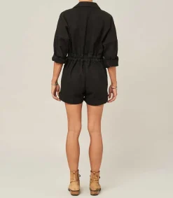 Sale Combishort Trench Coat Noire Femme Combinaisons