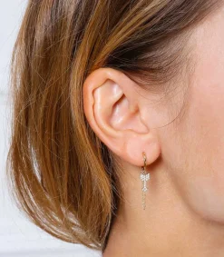 Sale Creole Chaine Fleche, Or Jaune Et Diamants Femme Boucles D'Oreilles