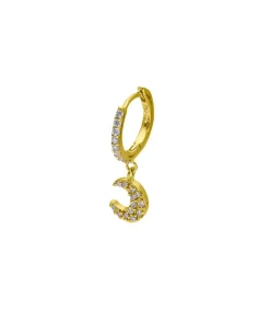 Online Creole Or Jaune Demi-Pavee Diamants Et Lune Femme Boucles D'Oreilles