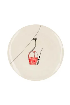 Outlet Grande Assiette En Ceramique "Telecabine Rouge" Assiettes & Plats