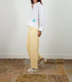 Jean Oversize Jaune Pale Femme Bas