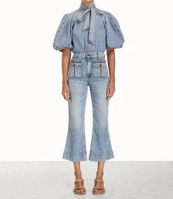 Discount Jean Raie Cropped Flare Femme Bas