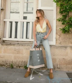 New Jean Ribcage Straight Ankle Middle Road Femme Bas