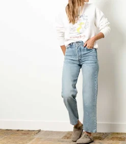 New Jean Ribcage Straight Ankle Middle Road Femme Bas