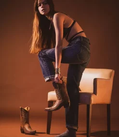 Best Jean Walnut Straight Dark Blue Femme Bas