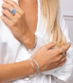 Online Jonc Fin Aimer, Rever, Rire Argent Femme Bracelets