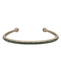 Sale Jonc Talisman Serti Stone Zirconium Vert Militaire Femme Bracelets