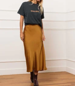 Sale Jupe Longue Bar En Soie Noire Femme Bas