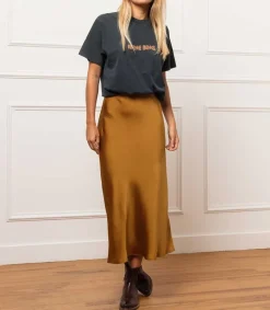 Sale Jupe Longue Bar En Soie Noire Femme Bas