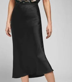 Sale Jupe Longue Bar En Soie Noire Femme Bas