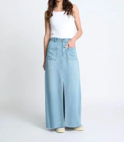 Clearance Jupe Longue En Denim Goya Ozone Wash Femme Bas