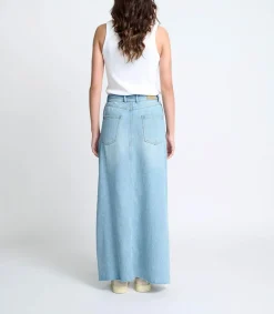Clearance Jupe Longue En Denim Goya Ozone Wash Femme Bas