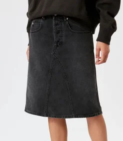 Hot Jupe Midi Fiali En Jean Faded Black Femme Bas