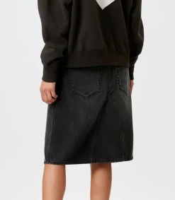 Hot Jupe Midi Fiali En Jean Faded Black Femme Bas