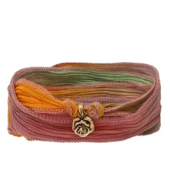 Clearance Lien En Soie A Nouer Charm Secret Rose Bronze Femme Bracelets