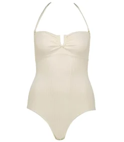Outlet Maillot De Bain Une Piece Shellbeach White Weavy Femme Maillots De Bain