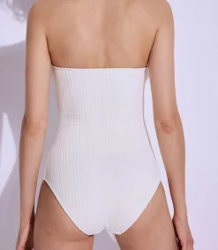 Outlet Maillot De Bain Une Piece Shellbeach White Weavy Femme Maillots De Bain