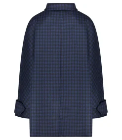 Manteau Court Ceinture Carter En Laine Noir/Bleu Femme Manteaux & Vestes