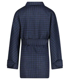 Manteau Court Ceinture Carter En Laine Noir/Bleu Femme Manteaux & Vestes