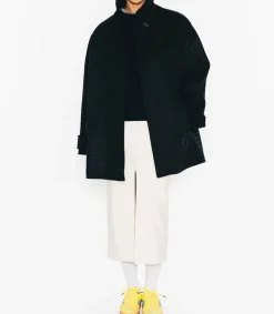 Manteau Court Ceinture Carter En Laine Noir/Bleu Femme Manteaux & Vestes