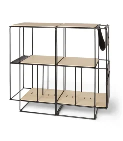 New Meuble Acoustique Et Modulable Lines Chene + Kit Accessoires Cuir Mobilier