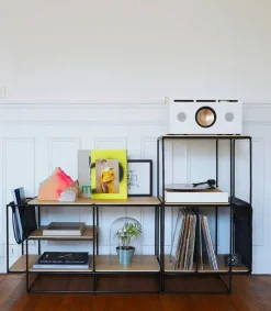 New Meuble Acoustique Et Modulable Lines Chene + Kit Accessoires Cuir Mobilier