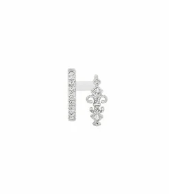Online Mini Creole Double Droite Glory Or Blanc Et Diamants Femme Boucles D'Oreilles