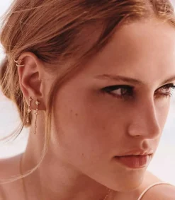 Sale Mini Creole Double Gauche Glory Or Jaune Et Diamants Femme Boucles D'Oreilles