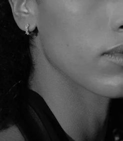 Best Mini Creole Dunaway Or Blanc Et Diamants Femme Boucles D'Oreilles