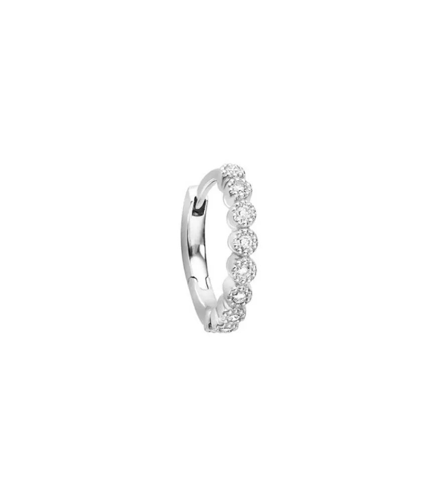 New Mini Creole Madame Bovary Or Blanc Et Diamants Femme Boucles D'Oreilles