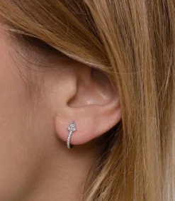 Mini Creole Marie-Antoinette Or Blanc Femme Boucles D'Oreilles