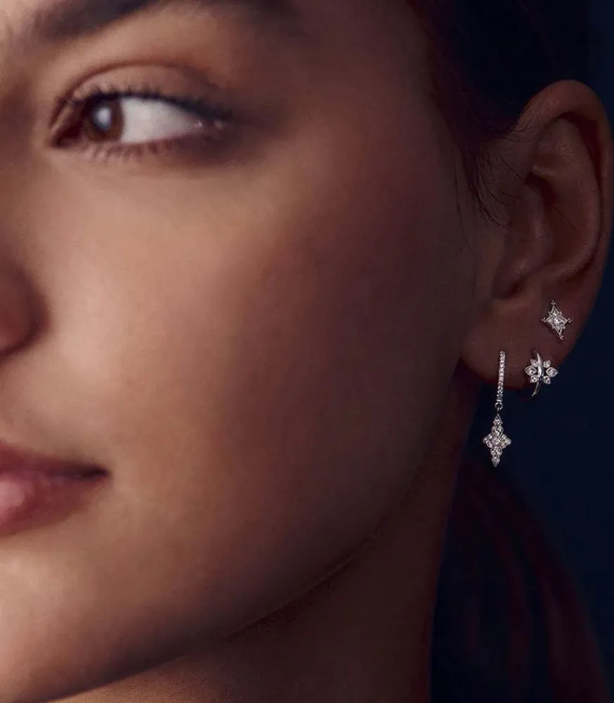 Best Mini Creole Nude Or Blanc Et Diamants Femme Boucles D'Oreilles