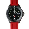 Discount Montre Automatique Tiburon En Titane Cadran Noir Et Bracelet Rouge Homme Montres