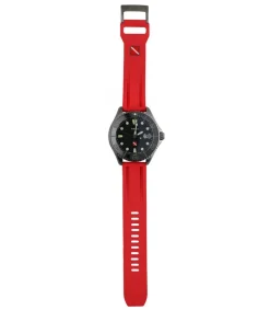 Discount Montre Automatique Tiburon En Titane Cadran Noir Et Bracelet Rouge Homme Montres