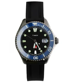 Hot Montre Automatique Tiburon En Titane Cadran Noir Et Bracelet Noir Homme Montres