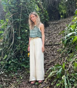 Clearance Pantalon Alba Lin Beige Femme Bas