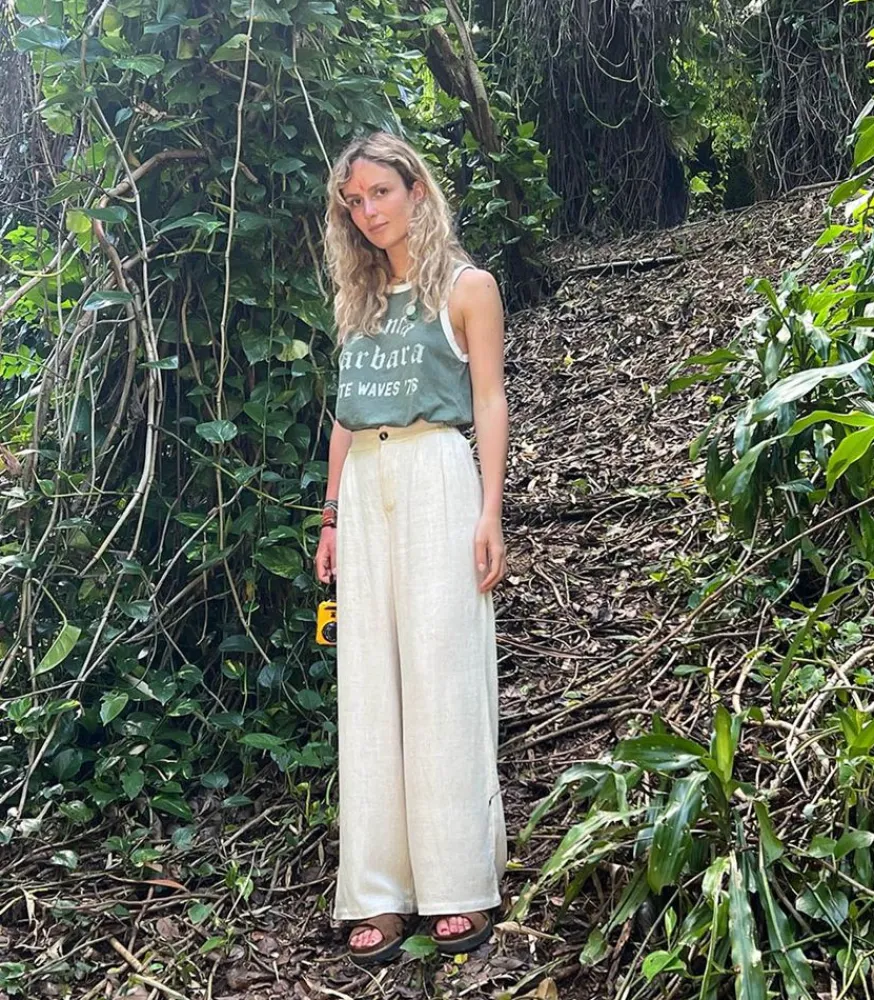 Clearance Pantalon Alba Lin Beige Femme Bas