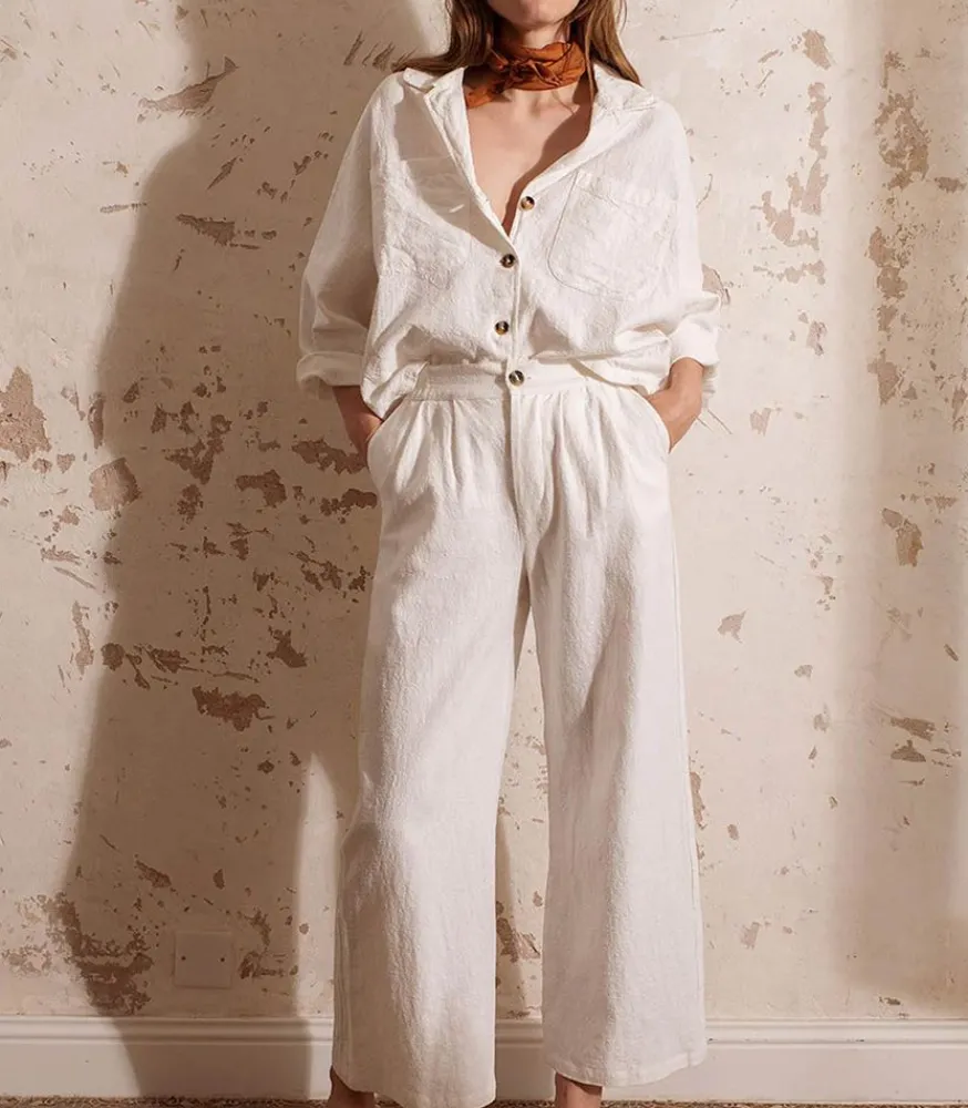 Hot Pantalon Alba Naturel Femme Bas