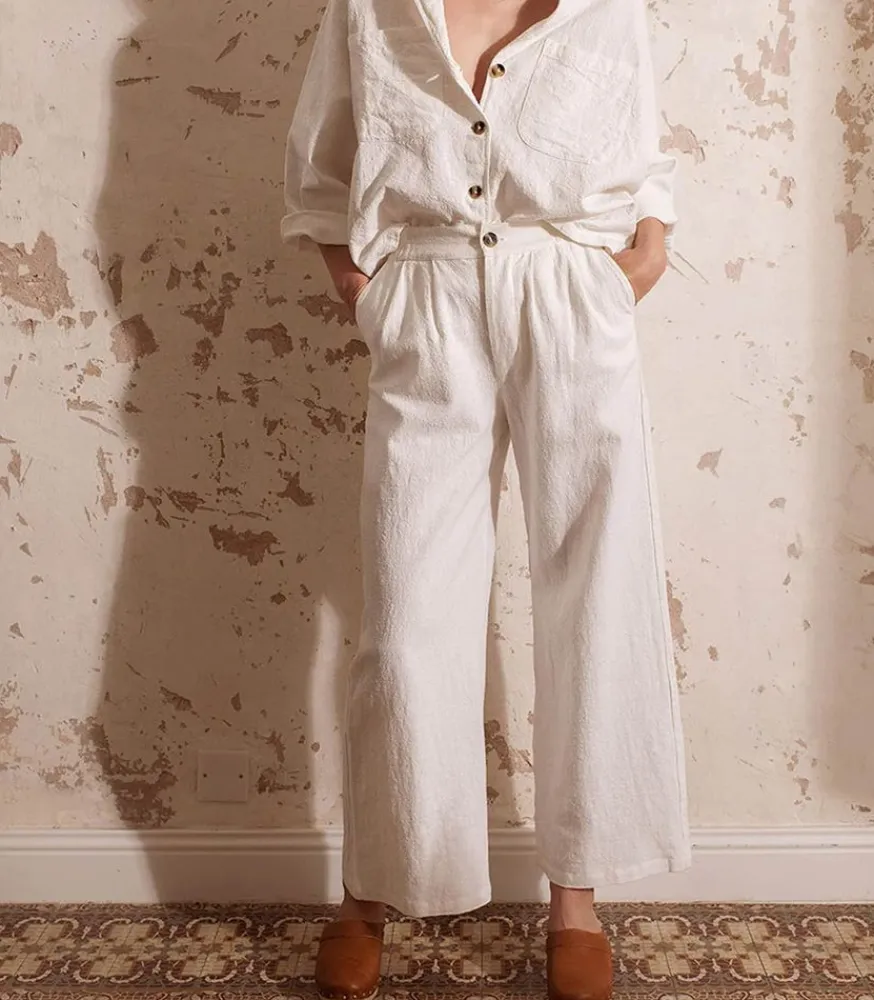 Hot Pantalon Alba Naturel Femme Bas