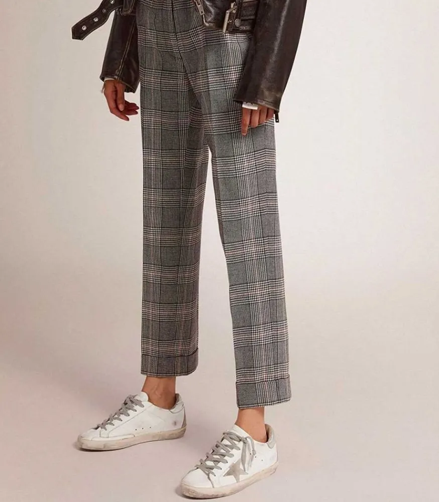 Hot Pantalon Cigarette Golden Collection Prince De Galles Femme Bas