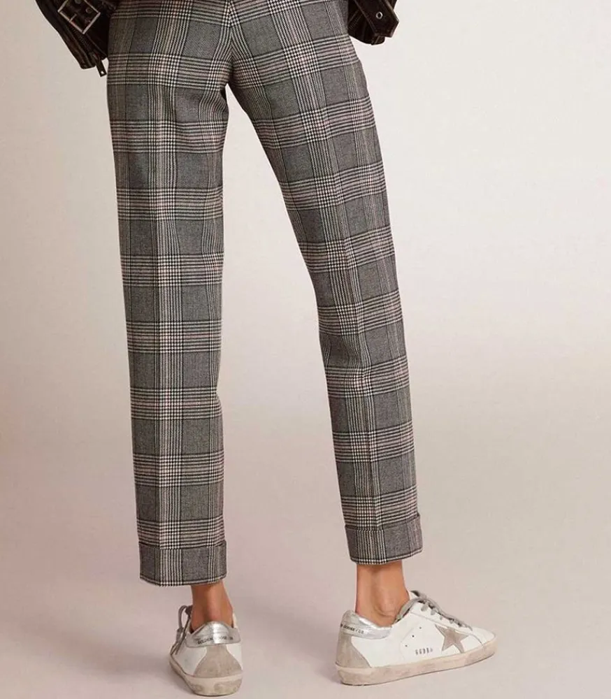 Hot Pantalon Cigarette Golden Collection Prince De Galles Femme Bas