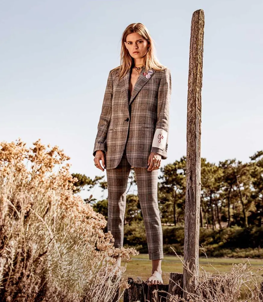 Hot Pantalon Cigarette Golden Collection Prince De Galles Femme Bas