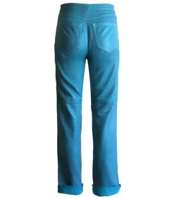 Pantalon En Cuir Bleu Turquoise Femme Bas