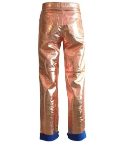 New Pantalon En Cuir Rose Gold Femme Bas