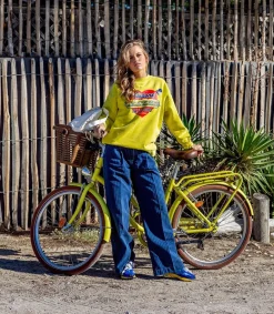 New Pantalon Ottavia Palazzo Bleu Femme Bas