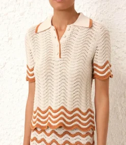 Polo Junie Textured Knit Femme Hauts