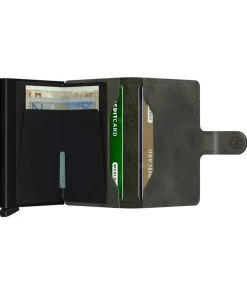 Hot Porte-Carte Miniwallet Vintage Olive Black Femme Petite Maroquinerie