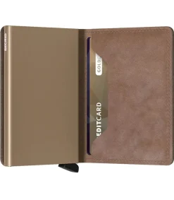 Discount Porte-Carte Slimwallet Vintage Taupe Femme Petite Maroquinerie