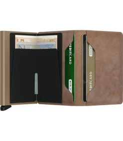 Discount Porte-Carte Slimwallet Vintage Taupe Femme Petite Maroquinerie